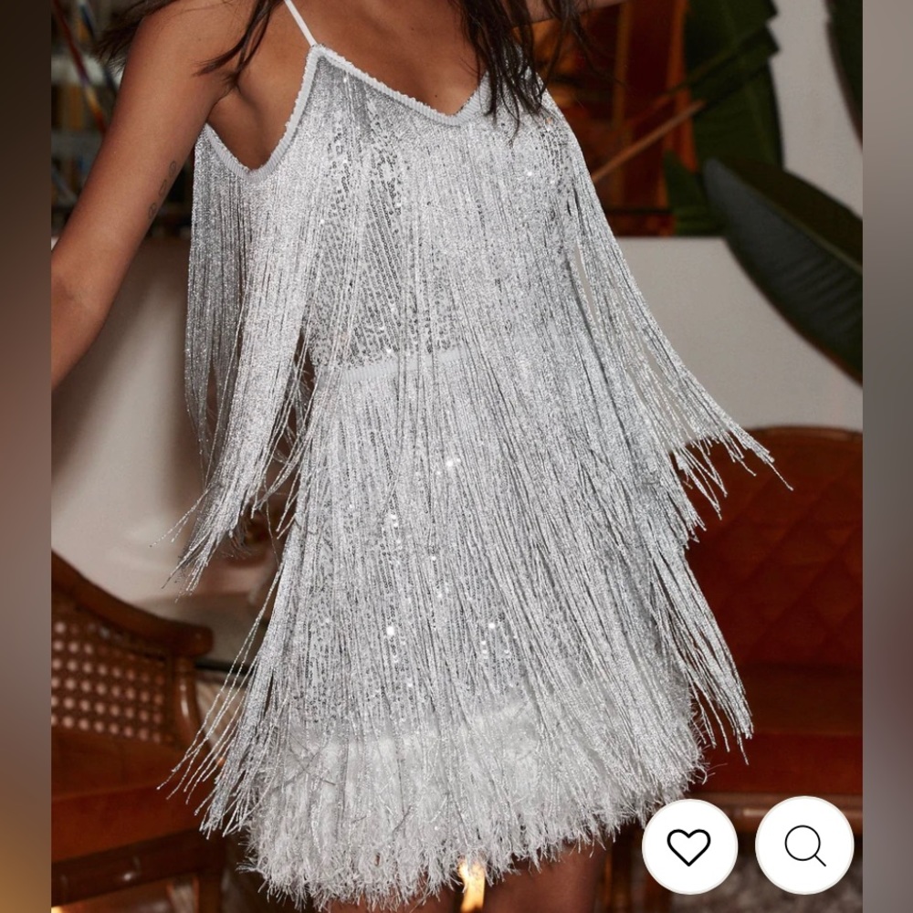 Disco Fever Silver Fringe Mini Dress